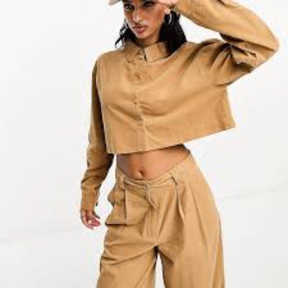 Asos Design Cord Set- Camel-Size 10 - image 1